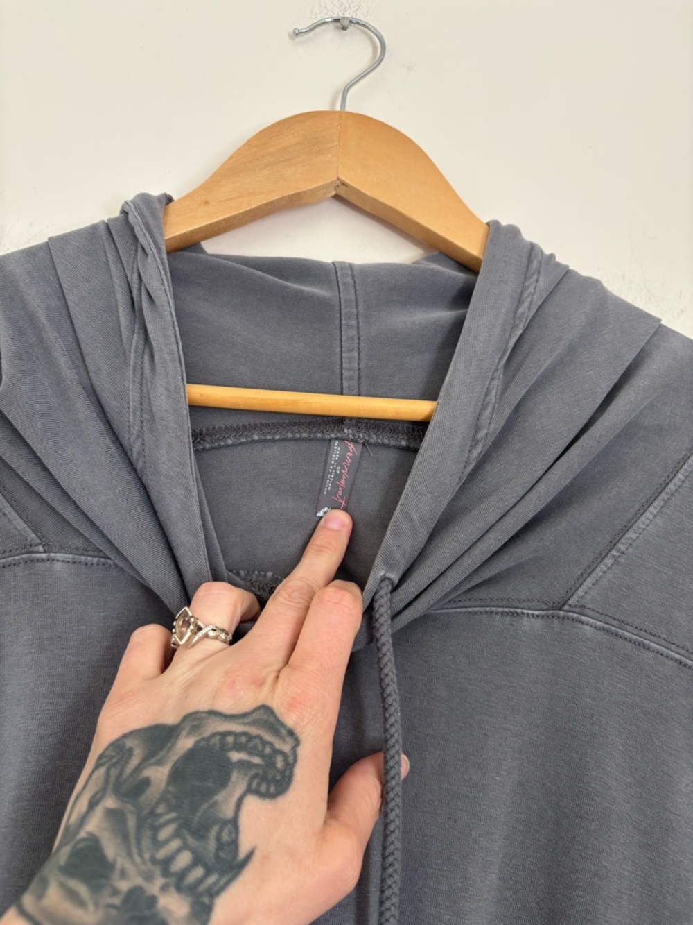 Free People Hot Shot Hooded Layer In Gunmetal - Picture 8 of 10